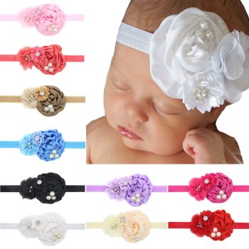 Sweet baby girl elastic headwear with flowers