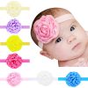 Baby elastic headbands with big satin rose flower