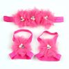 Chiffon Flowers With Elastic Headbands And Foot Wear Sets