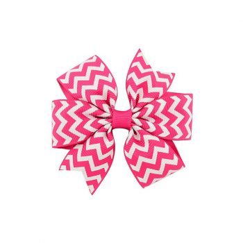 3.5 Inches Chevon Grosgrain Ribbon Bows With Clip