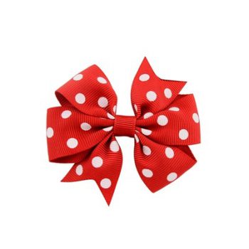 3.5 Inches Girls Dots Grosgrain Ribbon Bows With Clip