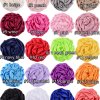 8 cm Diameter Solid Color Satin Fabric Rose Flowers 20 Colors Available