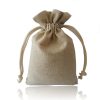Natural Burlap Pouches Jewelry Drawstring Linen Pouches wholesale