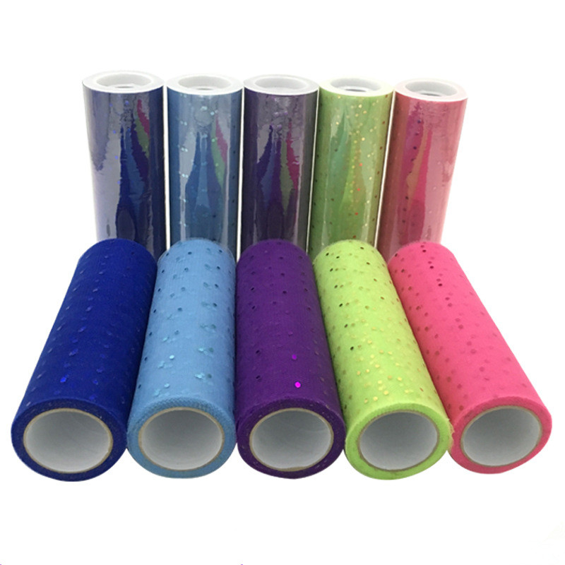 Wedding decorations 6 inches/15 cm wide tulle fabric with sequin dots wholesale