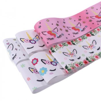 75mm Cartoon Unicorn Printed Grosgrain Ribbon for Hair Bow Making