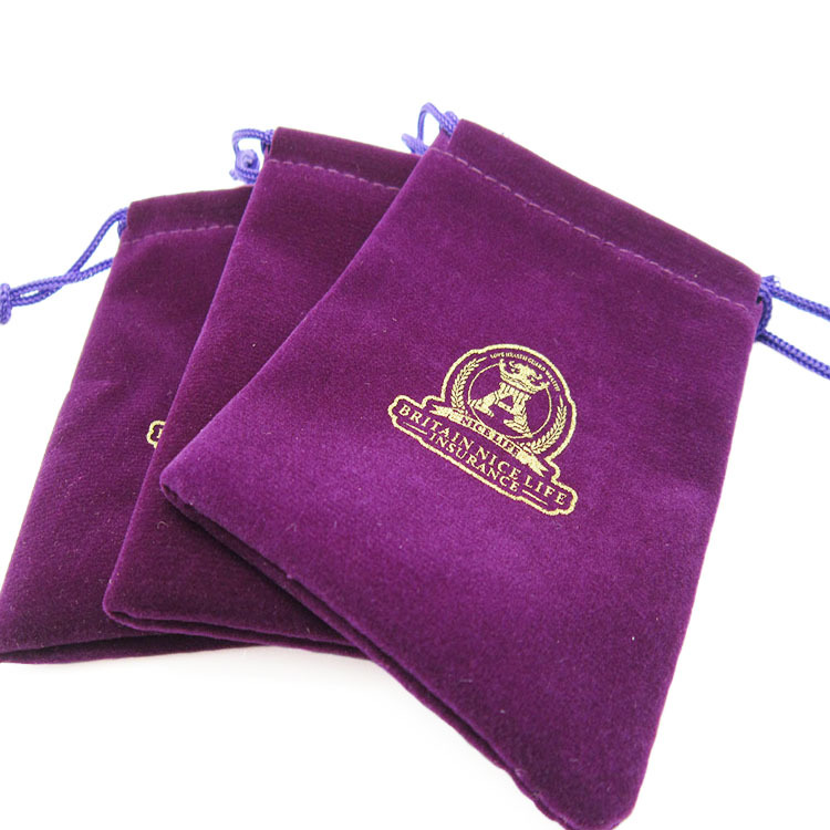 Custom Logo Printed Velvet Pouches Drawstring Velvet Bag for Jewelry