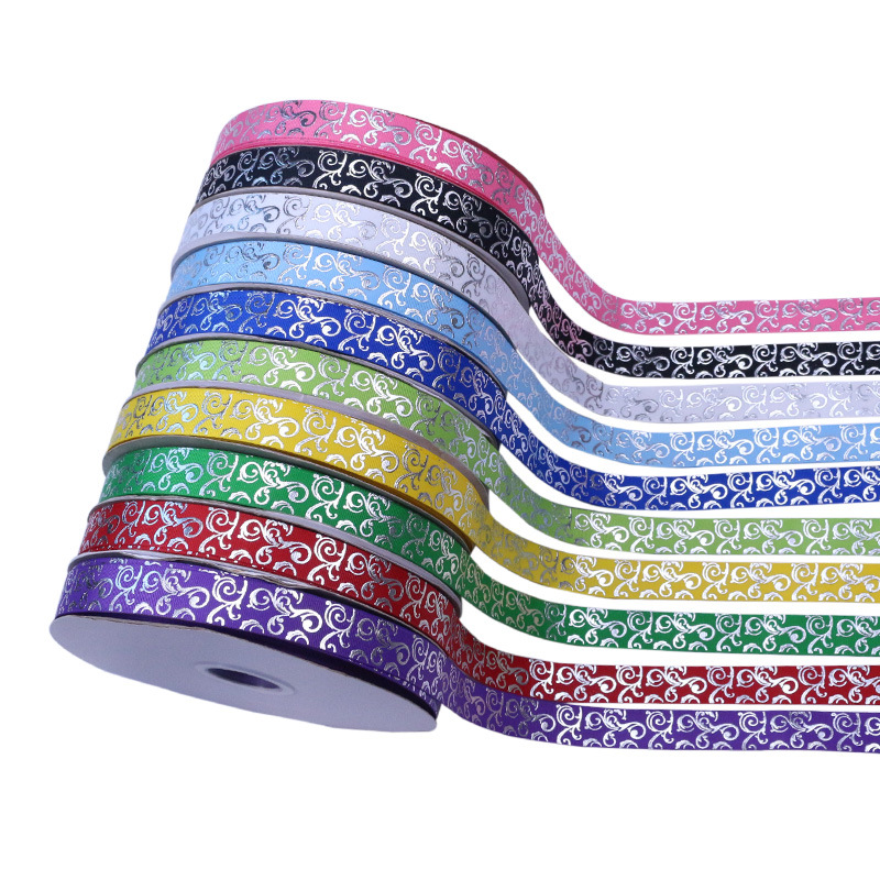 SILVER FOIL SWIRL HOLOGRAM 7/8" NAVY Grosgrain Ribbon 1,3,5,10 YDS HAIR BOW 