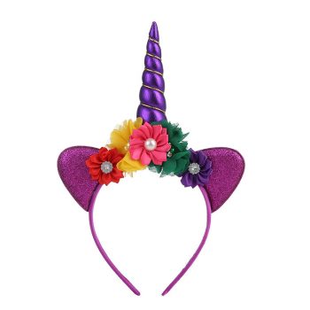 kids unicorn hair bands with flowers wholesale
