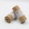 6cm Wide Natural Burlap Ribbon with Lace Trims Wholesale