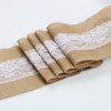 6cm Wide Natural Burlap Ribbon with Lace Trims Wholesale