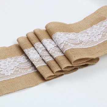 6cm Wide Natural Burlap Ribbon with Lace Trims Wholesale