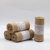 6cm Wide Natural Burlap Ribbon with Lace Trims Wholesale