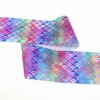MingRibbon DIY 75 mm Grosgrain Ribbon/Fish Scale Rainbow Laser Gold & Silver Foil Print Ribbon