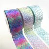 MingRibbon DIY 75 mm Grosgrain Ribbon/Fish Scale Rainbow Laser Gold & Silver Foil Print Ribbon