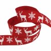 MingRibbon Wholesale 25mm Wide Merry Xmas Printed Polyester Ribbon 20m/roll