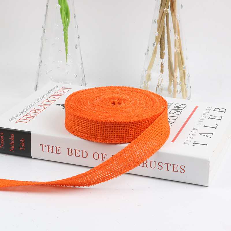 10 colors available 2.5cm colored burlap ribbon