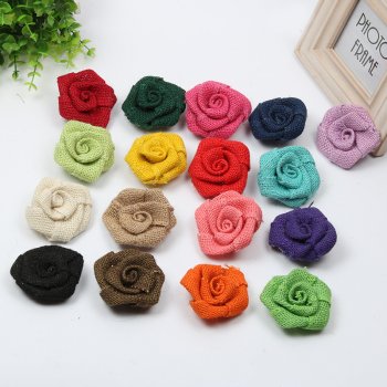 7 cm burlap ribbon rose flowers in stock wholesale