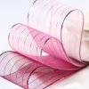 MingRibbon Ready stock 9 colors polyester gold, silver edges mesh sheer ribbon/organza ribbon wholesale