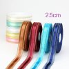MingRibbon wholesale 25 mm gold metallic organza edges satin ribbon 50 yards/roll