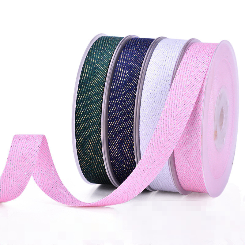 Wholesale purl herringbone ribbon gold metallic polyester ribbon