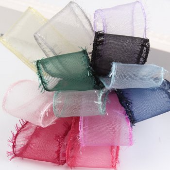 MingRibbon wholesale luxury nylon mesh sheer ribbon organza ribbon for gift packing