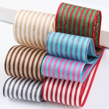 MingRibbon Wholesale polyester stripe ribbon for flower bouquet packing