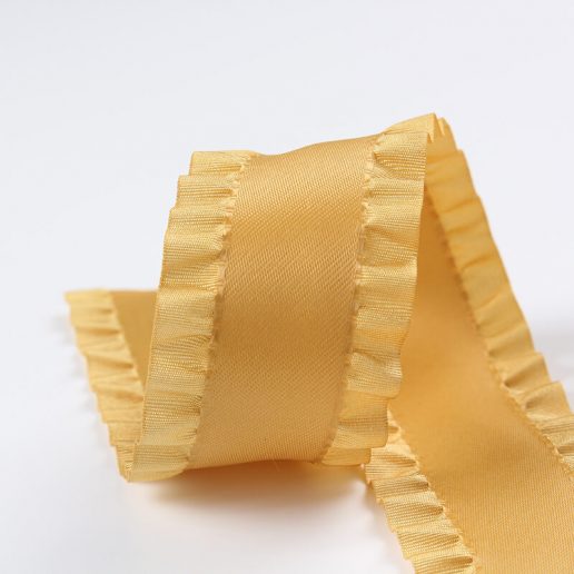 Brown Ribbon Ruffle Double ruffle polyester decorative pleated ribbon - MingRibbon.com