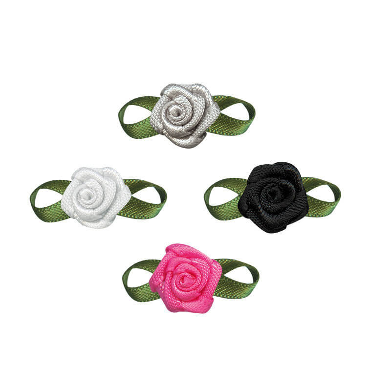 satin ribbon rose flower with leaf (2)
