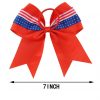 MingRibbon Wholesale ready stock 7 Inches Glitter Cheerleading Hair Bows – America Flag Hair Ties Bows