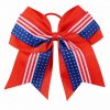 MingRibbon Wholesale ready stock 7 Inches Glitter Cheerleading Hair Bows – America Flag Hair Ties Bows