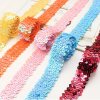 MingRibbon 3cm Elastic Sequin Ribbon, sequin border ribbon trim 18 colors available