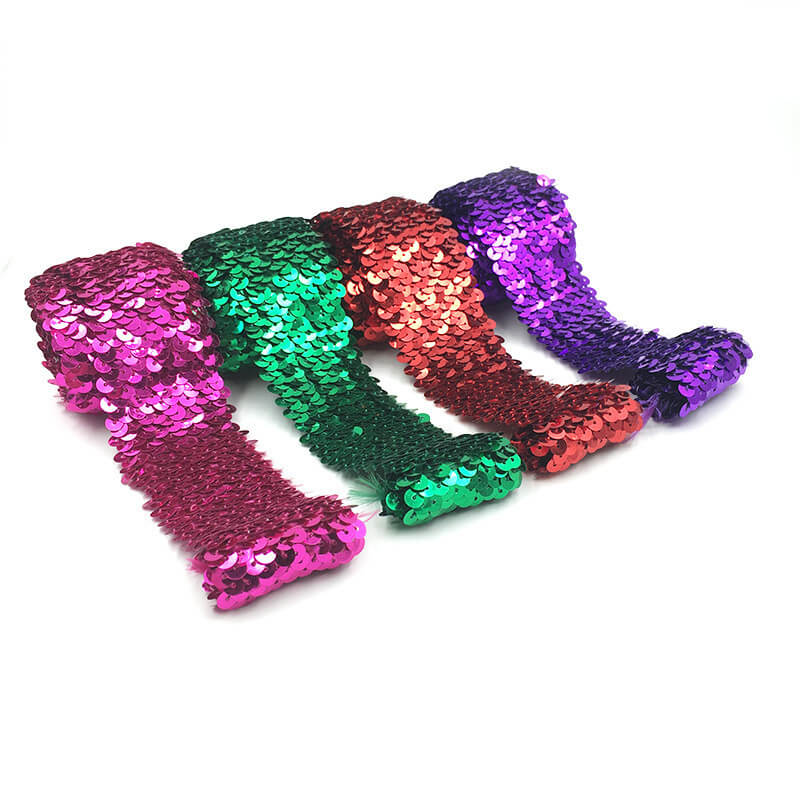 mingribbon 5cm elastic sequin ribbon border trim (1)