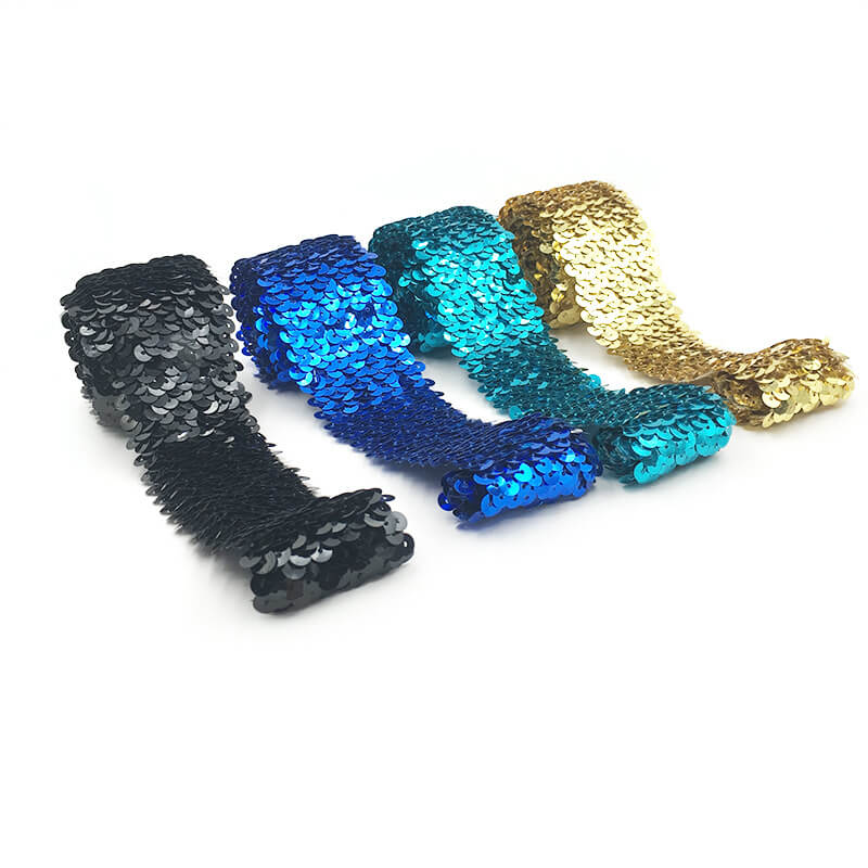 mingribbon 5cm elastic sequin ribbon border trim (2)