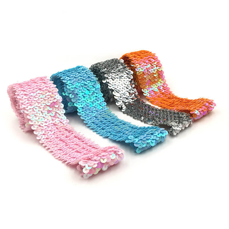 mingribbon 5cm elastic sequin ribbon border trim (5)