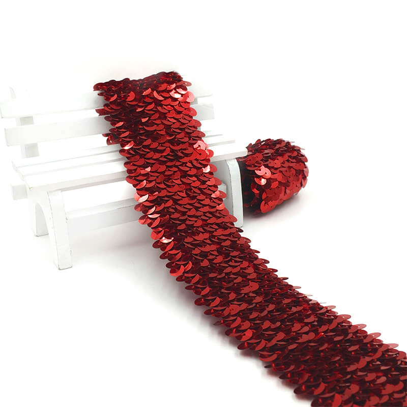 mingribbon 5cm elastic sequin ribbon border trim (7)