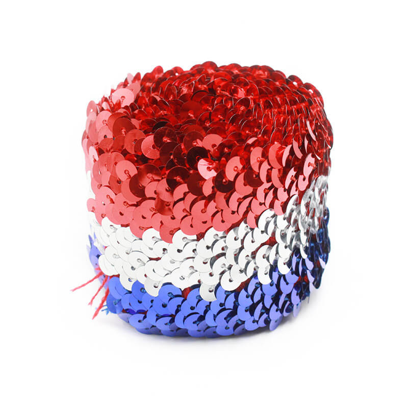 mingribbon red white blue ribbon sequin ribbon (1)