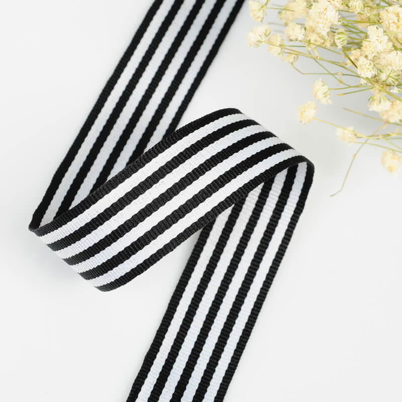 mingribbon white and black stripe ribbon (2)