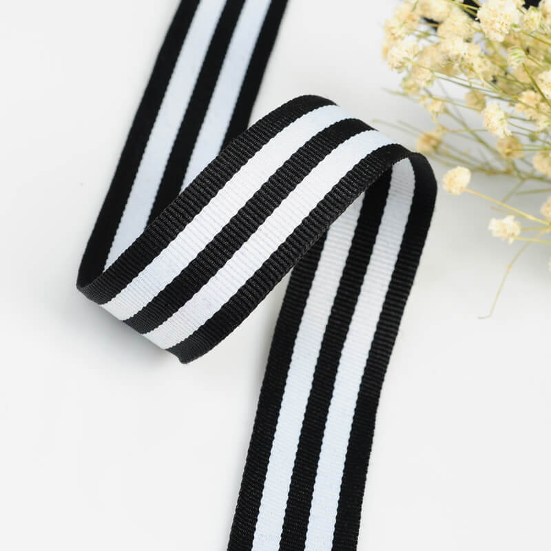 mingribbon white and black stripe ribbon (3)