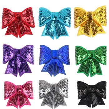 10-colors 3 inches wide sequin bow | decorative pre made bow