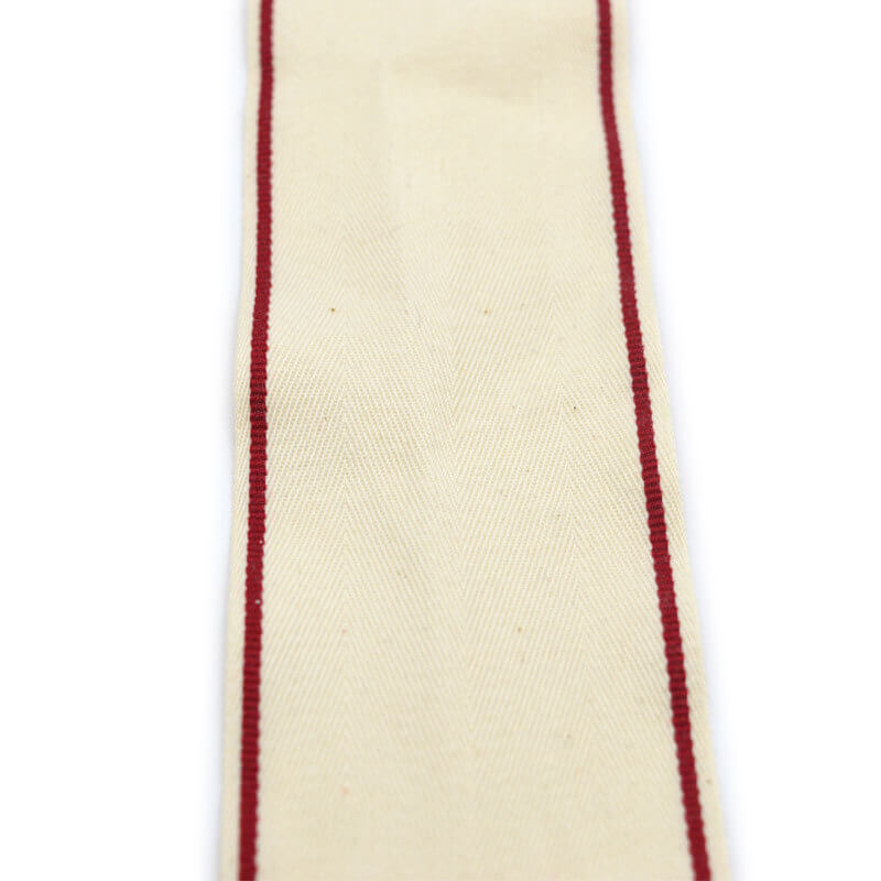 mingribbon 60mm cotton herringbone ribbon with red stripes (1)