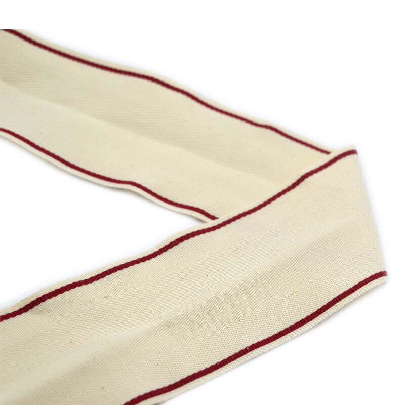 mingribbon 60mm cotton herringbone ribbon with red stripes (2)