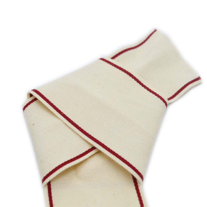 mingribbon 60mm cotton herringbone ribbon with red stripes (5)