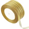 MingRibbon 1/8″ to 2″ christmas decoration gold metallic ribbon wholesale