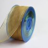 MingRibbon 40 mm Wide Christmas Ribbon, Gold Wired Organza Ribbon