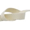 MingRibbon 5/8 inch Organic Natural White Cotton Herringbone Ribbon With Silver Matallic String