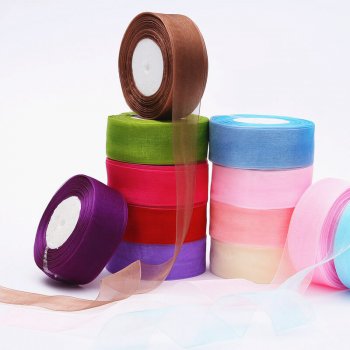 MingRibbon Ready Stock 4 cm nylon organza ribbon roll 66 colors available