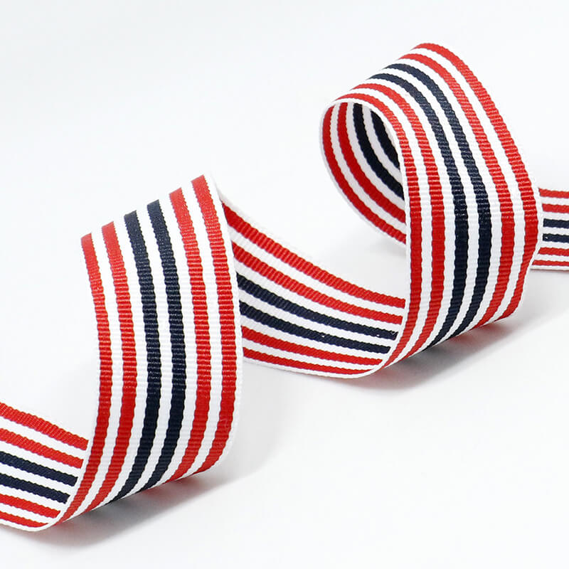3cm wide red white black stripe ribbon