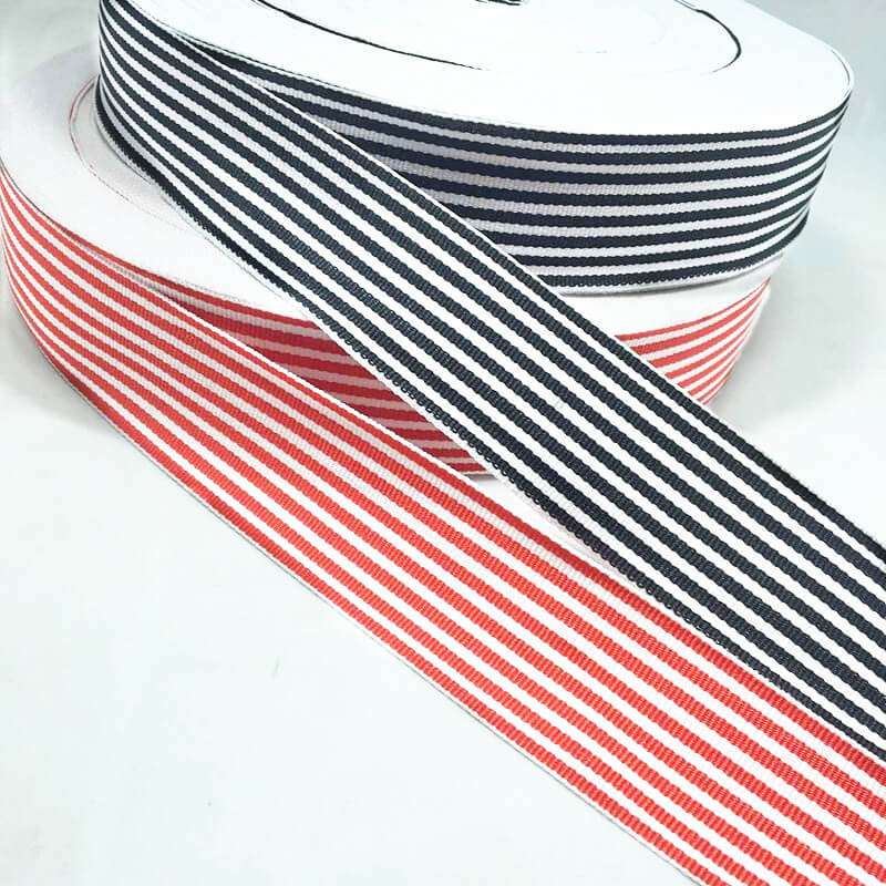 3.8 cm wide red white black stripe ribbon