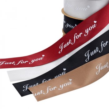 MingRibbon In Stock Gift Decorative Satin Ribbon ”Just For You” Ink Print (10 m/roll)