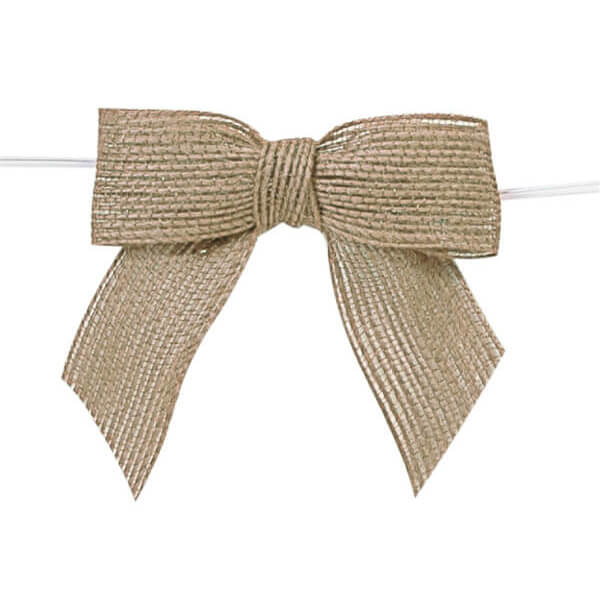 MingRibbon Custom Made Pre-Tied Gift Jute Bows Wholesale MingRibbon Custom Made Pre-Tied Gift Jute Bows Wholesale